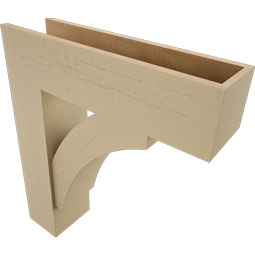 Ekena Millwork - BKTUR0756X28X32THR05RCPR - Timberthane Faux Wood Thorton Style Bracket w/ Offset Brace, Block Ends, 7 1/2"W x 28"D x 32"H, Primed Tan