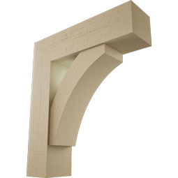 Ekena Millwork - BKTUR0756X28X32THR05RCPR - Timberthane Faux Wood Thorton Style Bracket w/ Offset Brace, Block Ends, 7 1/2"W x 28"D x 32"H, Primed Tan