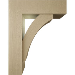 Ekena Millwork - BKTUR0756X28X36THR05RCPR - Timberthane Faux Wood Thorton Style Bracket w/ Offset Brace, Block Ends, 7 1/2"W x 28"D x 36"H, Primed Tan