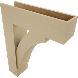 Ekena Millwork - BKTUR0756X28X36THR05RCPR - Timberthane Faux Wood Thorton Style Bracket w/ Offset Brace, Block Ends, 7 1/2"W x 28"D x 36"H, Primed Tan
