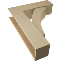 Ekena Millwork - BKTUR0756X28X36THR05RCPR - Timberthane Faux Wood Thorton Style Bracket w/ Offset Brace, Block Ends, 7 1/2"W x 28"D x 36"H, Primed Tan