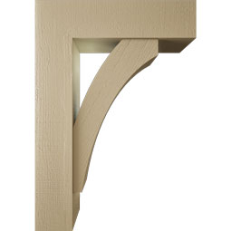 Ekena Millwork - BKTUR0756X28X40THR05RCPR - Timberthane Faux Wood Thorton Style Bracket w/ Offset Brace, Block Ends, 7 1/2"W x 28"D x 40"H, Primed Tan