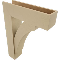 Ekena Millwork - BKTUR0756X28X40THR05RCPR - Timberthane Faux Wood Thorton Style Bracket w/ Offset Brace, Block Ends, 7 1/2"W x 28"D x 40"H, Primed Tan