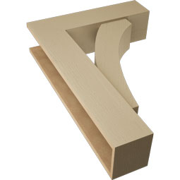 Ekena Millwork - BKTUR0756X28X40THR05RCPR - Timberthane Faux Wood Thorton Style Bracket w/ Offset Brace, Block Ends, 7 1/2"W x 28"D x 40"H, Primed Tan