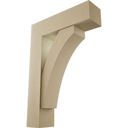 Ekena Millwork - BKTUR0756X28X40THR05RCPR - Timberthane Faux Wood Thorton Style Bracket w/ Offset Brace, Block Ends, 7 1/2"W x 28"D x 40"H, Primed Tan