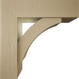Ekena Millwork - BKTUR0756X30X30THR05RCPR - Timberthane Faux Wood Thorton Style Bracket w/ Offset Brace, Block Ends, 7 1/2"W x 30"D x 30"H, Primed Tan
