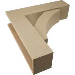 Ekena Millwork - BKTUR0756X30X30THR05RCPR - Timberthane Faux Wood Thorton Style Bracket w/ Offset Brace, Block Ends, 7 1/2"W x 30"D x 30"H, Primed Tan