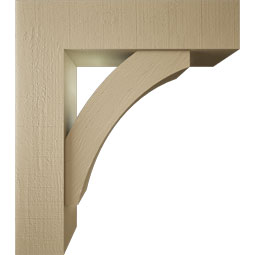 Ekena Millwork - BKTUR0756X30X34THR05RCPR - Timberthane Faux Wood Thorton Style Bracket w/ Offset Brace, Block Ends, 7 1/2"W x 30"D x 34"H, Primed Tan