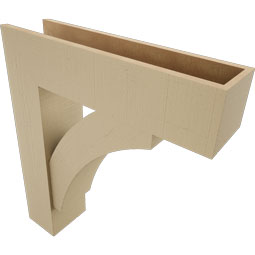 Ekena Millwork - BKTUR0756X30X34THR05RCPR - Timberthane Faux Wood Thorton Style Bracket w/ Offset Brace, Block Ends, 7 1/2"W x 30"D x 34"H, Primed Tan
