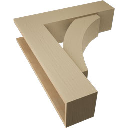 Ekena Millwork - BKTUR0756X30X34THR05RCPR - Timberthane Faux Wood Thorton Style Bracket w/ Offset Brace, Block Ends, 7 1/2"W x 30"D x 34"H, Primed Tan