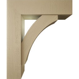 Ekena Millwork - BKTUR0756X30X36THR05RCPR - Timberthane Faux Wood Thorton Style Bracket w/ Offset Brace, Block Ends, 7 1/2"W x 30"D x 36"H, Primed Tan