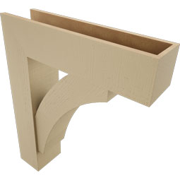 Ekena Millwork - BKTUR0756X30X36THR05RCPR - Timberthane Faux Wood Thorton Style Bracket w/ Offset Brace, Block Ends, 7 1/2"W x 30"D x 36"H, Primed Tan