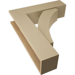 Ekena Millwork - BKTUR0756X30X36THR05RCPR - Timberthane Faux Wood Thorton Style Bracket w/ Offset Brace, Block Ends, 7 1/2"W x 30"D x 36"H, Primed Tan