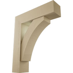 Ekena Millwork - BKTUR0756X30X36THR05RCPR - Timberthane Faux Wood Thorton Style Bracket w/ Offset Brace, Block Ends, 7 1/2"W x 30"D x 36"H, Primed Tan