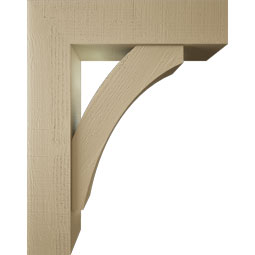 Ekena Millwork - BKTUR0756X30X38THR05RCPR - Timberthane Faux Wood Thorton Style Bracket w/ Offset Brace, Block Ends, 7 1/2"W x 30"D x 38"H, Primed Tan