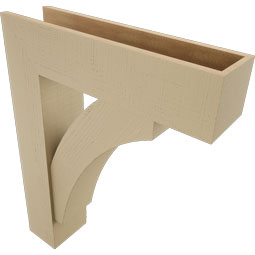 Ekena Millwork - BKTUR0756X30X38THR05RCPR - Timberthane Faux Wood Thorton Style Bracket w/ Offset Brace, Block Ends, 7 1/2"W x 30"D x 38"H, Primed Tan