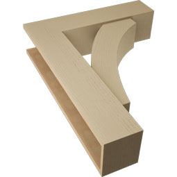 Ekena Millwork - BKTUR0756X30X38THR05RCPR - Timberthane Faux Wood Thorton Style Bracket w/ Offset Brace, Block Ends, 7 1/2"W x 30"D x 38"H, Primed Tan