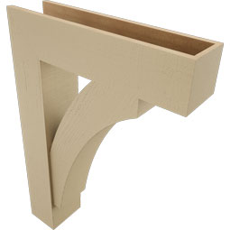 Ekena Millwork - BKTUR0756X30X42THR05RCPR - Timberthane Faux Wood Thorton Style Bracket w/ Offset Brace, Block Ends, 7 1/2"W x 30"D x 42"H, Primed Tan