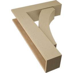 Ekena Millwork - BKTUR0756X30X42THR05RCPR - Timberthane Faux Wood Thorton Style Bracket w/ Offset Brace, Block Ends, 7 1/2"W x 30"D x 42"H, Primed Tan