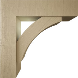 Ekena Millwork - BKTUR0756X32X32THR05RCPR - Timberthane Faux Wood Thorton Style Bracket w/ Offset Brace, Block Ends, 7 1/2"W x 32"D x 32"H, Primed Tan
