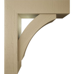 Ekena Millwork - BKTUR0756X32X36THR05RCPR - Timberthane Faux Wood Thorton Style Bracket w/ Offset Brace, Block Ends, 7 1/2"W x 32"D x 36"H, Primed Tan