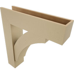 Ekena Millwork - BKTUR0756X32X36THR05RCPR - Timberthane Faux Wood Thorton Style Bracket w/ Offset Brace, Block Ends, 7 1/2"W x 32"D x 36"H, Primed Tan