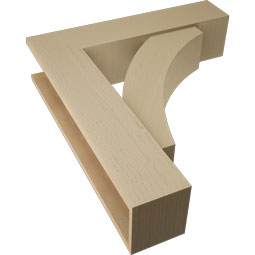 Ekena Millwork - BKTUR0756X32X36THR05RCPR - Timberthane Faux Wood Thorton Style Bracket w/ Offset Brace, Block Ends, 7 1/2"W x 32"D x 36"H, Primed Tan