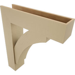 Ekena Millwork - BKTUR0756X32X38THR05RCPR - Timberthane Faux Wood Thorton Style Bracket w/ Offset Brace, Block Ends, 7 1/2"W x 32"D x 38"H, Primed Tan