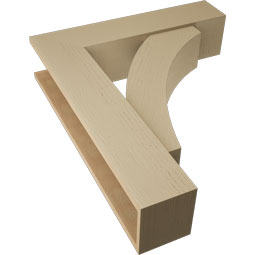 Ekena Millwork - BKTUR0756X32X38THR05RCPR - Timberthane Faux Wood Thorton Style Bracket w/ Offset Brace, Block Ends, 7 1/2"W x 32"D x 38"H, Primed Tan