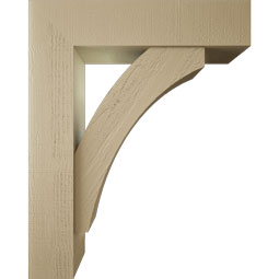 Ekena Millwork - BKTUR0756X32X40THR05RCPR - Timberthane Faux Wood Thorton Style Bracket w/ Offset Brace, Block Ends, 7 1/2"W x 32"D x 40"H, Primed Tan