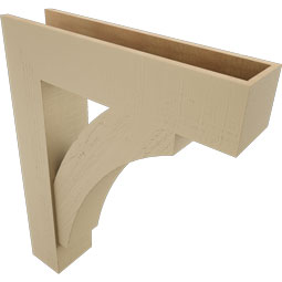 Ekena Millwork - BKTUR0756X32X40THR05RCPR - Timberthane Faux Wood Thorton Style Bracket w/ Offset Brace, Block Ends, 7 1/2"W x 32"D x 40"H, Primed Tan