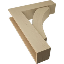 Ekena Millwork - BKTUR0756X32X40THR05RCPR - Timberthane Faux Wood Thorton Style Bracket w/ Offset Brace, Block Ends, 7 1/2"W x 32"D x 40"H, Primed Tan
