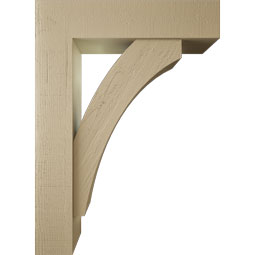 Ekena Millwork - BKTUR0756X32X44THR05RCPR - Timberthane Faux Wood Thorton Style Bracket w/ Offset Brace, Block Ends, 7 1/2"W x 32"D x 44"H, Primed Tan