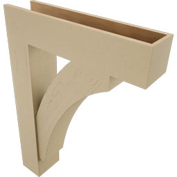 Ekena Millwork - BKTUR0756X32X44THR05RCPR - Timberthane Faux Wood Thorton Style Bracket w/ Offset Brace, Block Ends, 7 1/2"W x 32"D x 44"H, Primed Tan