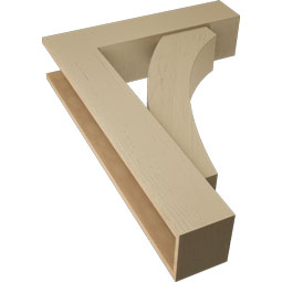 Ekena Millwork - BKTUR0756X32X44THR05RCPR - Timberthane Faux Wood Thorton Style Bracket w/ Offset Brace, Block Ends, 7 1/2"W x 32"D x 44"H, Primed Tan