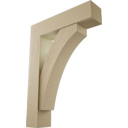 Ekena Millwork - BKTUR0756X32X44THR05RCPR - Timberthane Faux Wood Thorton Style Bracket w/ Offset Brace, Block Ends, 7 1/2"W x 32"D x 44"H, Primed Tan