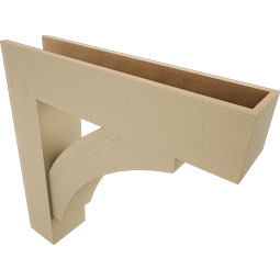 Ekena Millwork - BKTUR0756X34X34THR05RCPR - Timberthane Faux Wood Thorton Style Bracket w/ Offset Brace, Block Ends, 7 1/2"W x 34"D x 34"H, Primed Tan