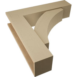 Ekena Millwork - BKTUR0756X34X34THR05RCPR - Timberthane Faux Wood Thorton Style Bracket w/ Offset Brace, Block Ends, 7 1/2"W x 34"D x 34"H, Primed Tan