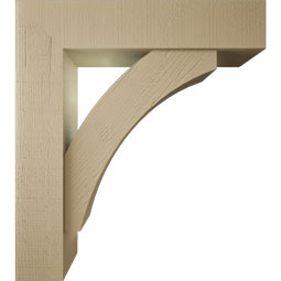 Ekena Millwork - BKTUR0756X34X38THR05RCPR - Timberthane Faux Wood Thorton Style Bracket w/ Offset Brace, Block Ends, 7 1/2"W x 34"D x 38"H, Primed Tan
