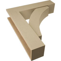 Ekena Millwork - BKTUR0756X34X38THR05RCPR - Timberthane Faux Wood Thorton Style Bracket w/ Offset Brace, Block Ends, 7 1/2"W x 34"D x 38"H, Primed Tan