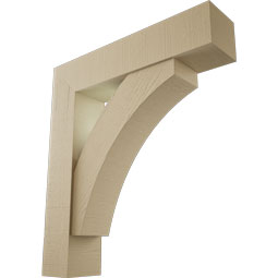 Ekena Millwork - BKTUR0756X34X38THR05RCPR - Timberthane Faux Wood Thorton Style Bracket w/ Offset Brace, Block Ends, 7 1/2"W x 34"D x 38"H, Primed Tan