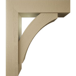 Ekena Millwork - BKTUR0756X34X40THR05RCPR - Timberthane Faux Wood Thorton Style Bracket w/ Offset Brace, Block Ends, 7 1/2"W x 34"D x 40"H, Primed Tan
