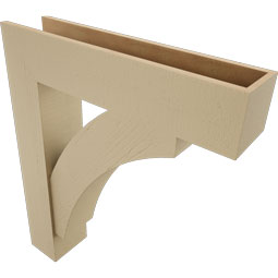 Ekena Millwork - BKTUR0756X34X40THR05RCPR - Timberthane Faux Wood Thorton Style Bracket w/ Offset Brace, Block Ends, 7 1/2"W x 34"D x 40"H, Primed Tan