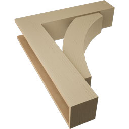Ekena Millwork - BKTUR0756X34X40THR05RCPR - Timberthane Faux Wood Thorton Style Bracket w/ Offset Brace, Block Ends, 7 1/2"W x 34"D x 40"H, Primed Tan