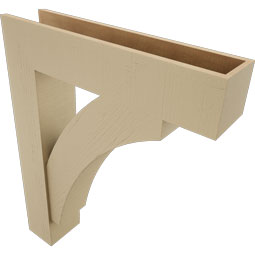 Ekena Millwork - BKTUR0756X34X42THR05RCPR - Timberthane Faux Wood Thorton Style Bracket w/ Offset Brace, Block Ends, 7 1/2"W x 34"D x 42"H, Primed Tan