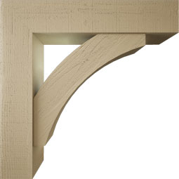 Ekena Millwork - BKTUR0756X36X36THR05RCPR - Timberthane Faux Wood Thorton Style Bracket w/ Offset Brace, Block Ends, 7 1/2"W x 36"D x 36"H, Primed Tan