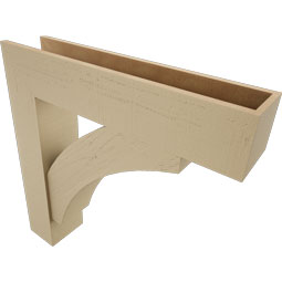 Ekena Millwork - BKTUR0756X36X36THR05RCPR - Timberthane Faux Wood Thorton Style Bracket w/ Offset Brace, Block Ends, 7 1/2"W x 36"D x 36"H, Primed Tan