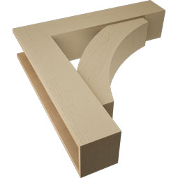 Ekena Millwork - BKTUR0756X36X36THR05RCPR - Timberthane Faux Wood Thorton Style Bracket w/ Offset Brace, Block Ends, 7 1/2"W x 36"D x 36"H, Primed Tan