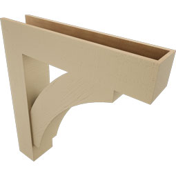 Ekena Millwork - BKTUR0756X36X40THR05RCPR - Timberthane Faux Wood Thorton Style Bracket w/ Offset Brace, Block Ends, 7 1/2"W x 36"D x 40"H, Primed Tan