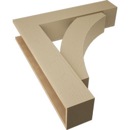 Ekena Millwork - BKTUR0756X36X40THR05RCPR - Timberthane Faux Wood Thorton Style Bracket w/ Offset Brace, Block Ends, 7 1/2"W x 36"D x 40"H, Primed Tan